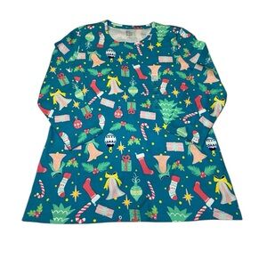 Kim Rogers - size Medium - 3/4 sleeve crew neck Christmas top - NWT